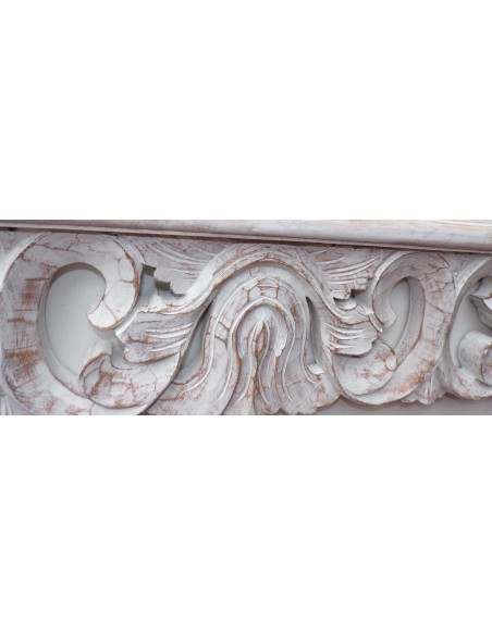 Cornice adatta per quadri o specchi barocco in legno intarsiato cm 120x80 di colore bianco decapato