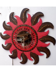 Specchio sole luna rosa rosso brunito diametro cm 60 con...