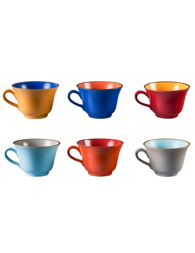 Servizio da 6 di tazze colazione o tè in Ceramica creati Mano Etnico Tazza  da Tisana The tazze