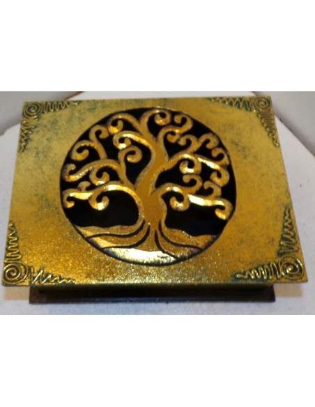 Scatola Portagioie o svuota tasche in legno mdf albero della vita 4 colori disp.cm 24x18x9