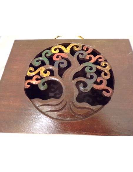 Scatola Portagioie o svuota tasche in legno mdf albero della vita 4 colori disp.cm 24x18x9