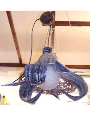 Lampadario in Cocco nero sbiancato con palla di...