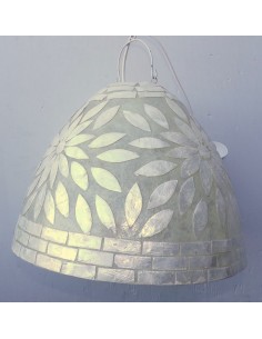 Lampadario in resina e madreperla bianca con fiori cm... 2