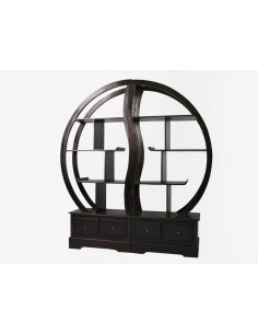 Libreria in teak con 4 cassetti nera componibile in 2... 2