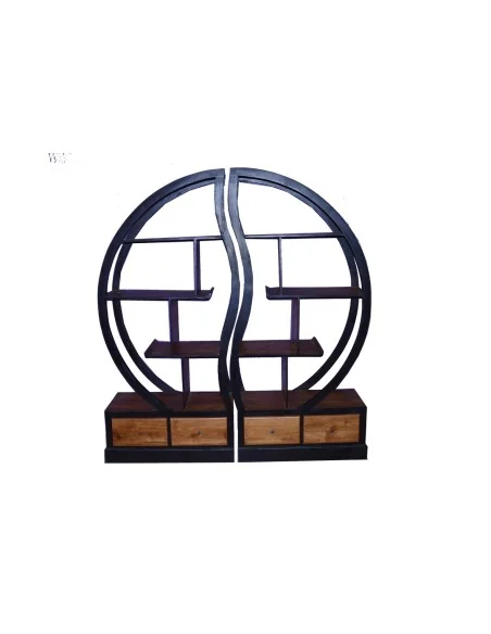 Libreria in teak con 4 cassetti bicolor divisibile in 2 pezzi cm 145x35x150 h