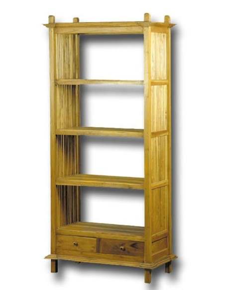 Libreria in teak color naturale con stecche nei fianchi cm 85x55x190 h
