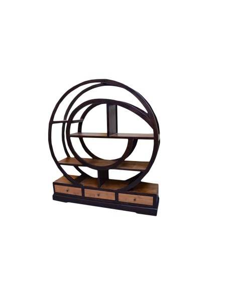 Libreria in teak con 3 cassetti bicolor a spirale cm 155x38x170 h