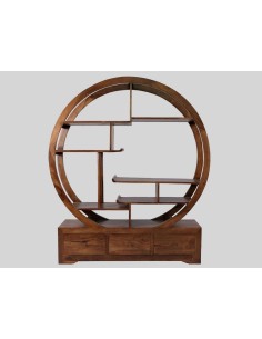 Libreria in teak con 3 cassetti naturale a cerchio cm... 2