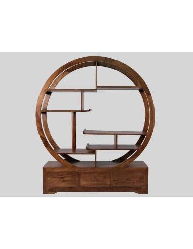 Libreria in teak con 3 cassetti naturale a...