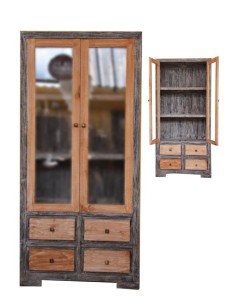 Vetrina in legno di teak bi color naturale e nero con... 2