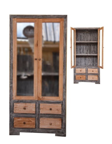 Vetrina in legno di teak bi color naturale e...