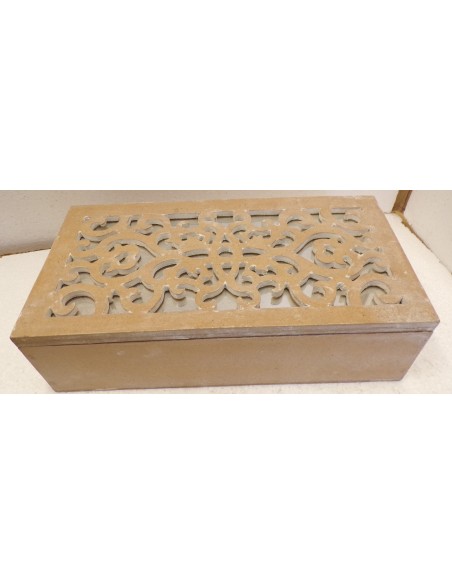 catola Portagioie o svuota tasche in legno mdf traforata oro beige cm 30x15x9