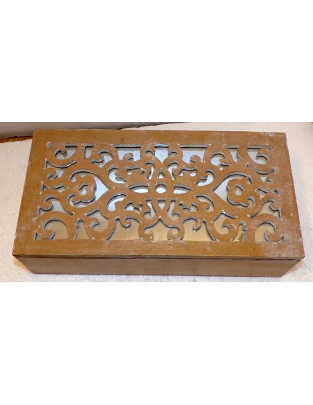 catola Portagioie o svuota tasche in legno mdf traforata oro beige cm 30x15x9