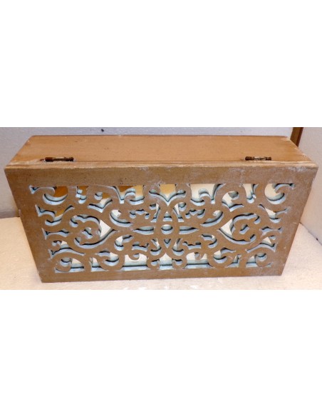 catola Portagioie o svuota tasche in legno mdf traforata oro beige cm 30x15x9