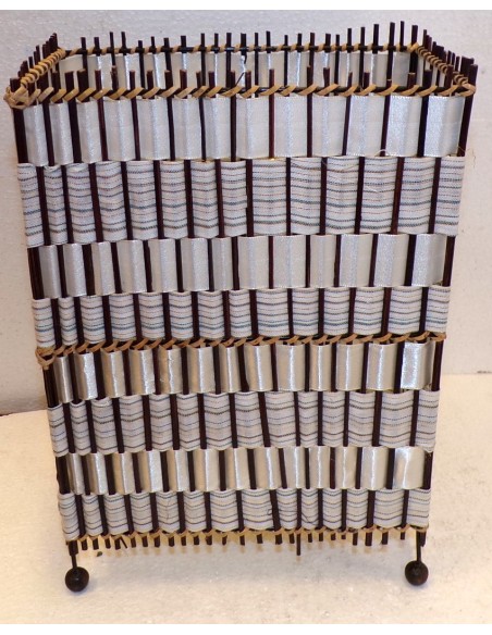 Abajour in vegetale e tela cm 20x11x28 color bianco marrone