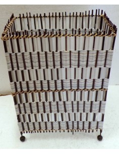 Abajour in vegetale e tela cm 20x11x28 color bianco marrone 2
