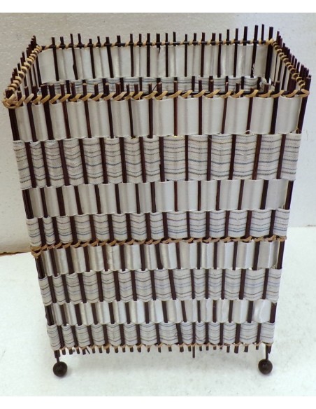 Abajour in vegetale e tela cm 20x11x28 color bianco marrone