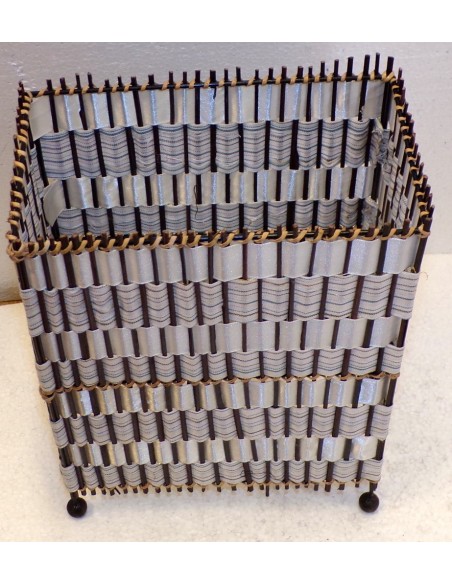 Abajour in vegetale e tela cm 20x11x28 color bianco marrone