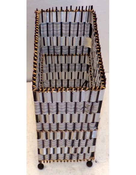 Abajour in vegetale e tela cm 20x11x28 color bianco marrone