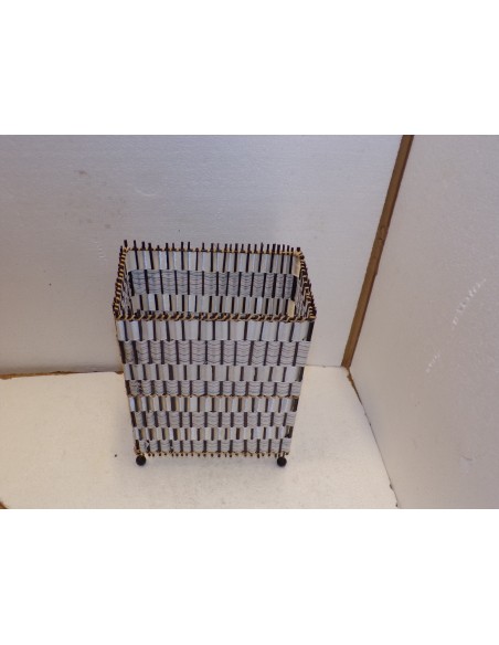 Abajour in vegetale e tela cm 20x11x28 color bianco marrone