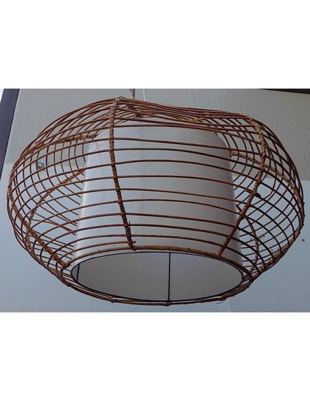 Lampadario in rattan e resina diam. 55x45h luce sospensione