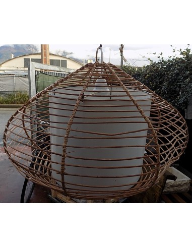 Lampadario in rattan e resina diam. 55x45h luce...