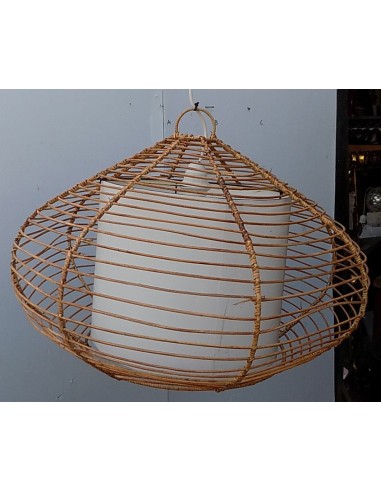 Lampadario in rattan e resina diam. 55x45h luce...