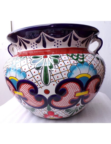 Vaso in ceramica Messicana realizzata e dipinto a mano cm 48x35 floreale 1