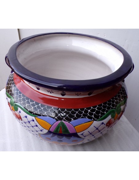 Vaso in ceramica Messicana realizzata e dipinto a mano cm 48x35 floreale 2