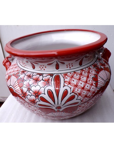 Vaso in ceramica Messicana realizzata e dipinto a mano cm 48x35 floreale 3