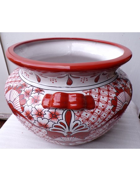 Vaso in ceramica Messicana realizzata e dipinto a mano cm 48x35 floreale 3