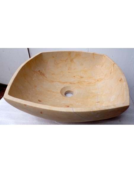 Lavandino in marmo messicano rosso beige smussato 40x40x15h bucciardato lavabo sink