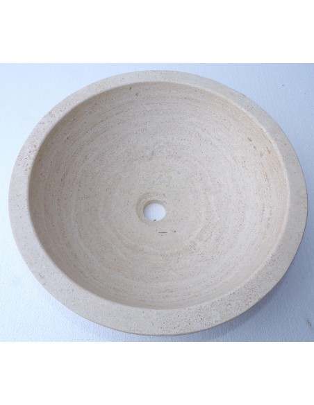Lavandino in marmo messicano crema travertino appoggio tondo 40x40x15h lavabo sink