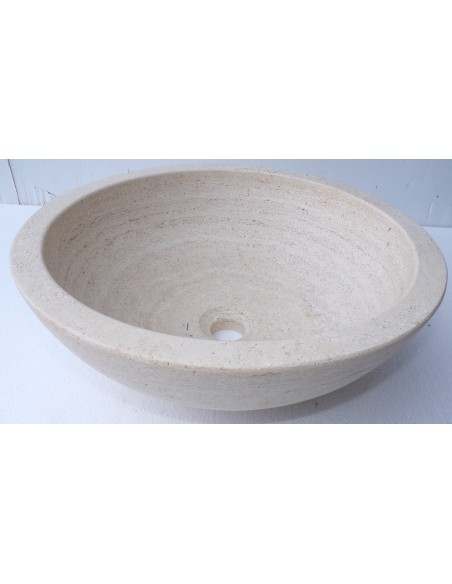 Lavandino in marmo messicano crema travertino appoggio tondo 40x40x15h lavabo sink