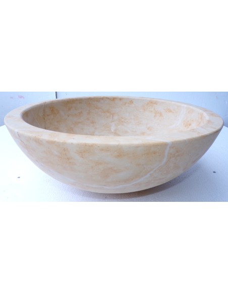 Lavandino in marmo messicano crema beige appoggio tondo 40x40x15h lavabo sink