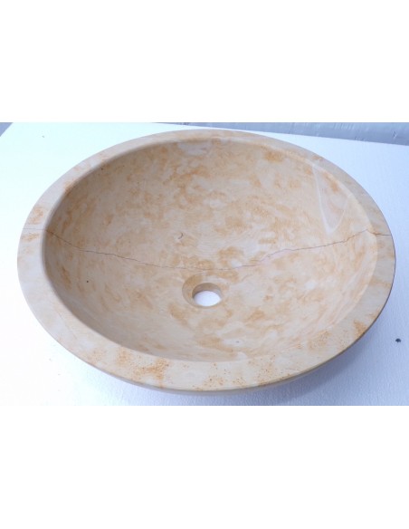Lavandino in marmo messicano crema beige appoggio tondo 40x40x15h lavabo sink