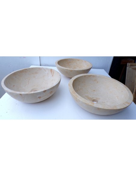 Lavandino in marmo messicano crema beige appoggio tondo 40x40x15h lavabo sink