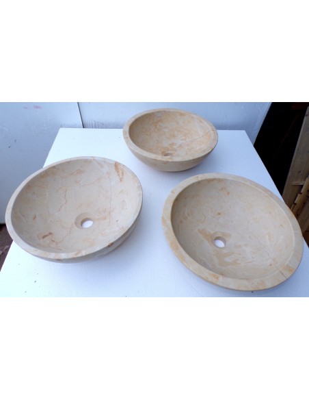 Lavandino in marmo messicano crema beige appoggio tondo 40x40x15h lavabo sink