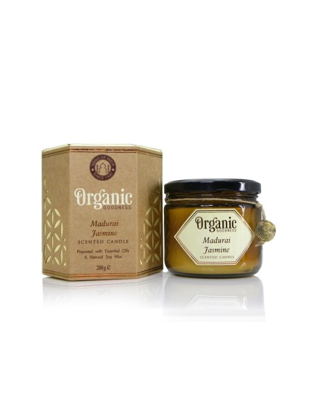 CANDELA DI SOIA ORGANIC GOODNESS 200GR IN VASETTO DI VETRO "MADURAI JASMINE gelsomino