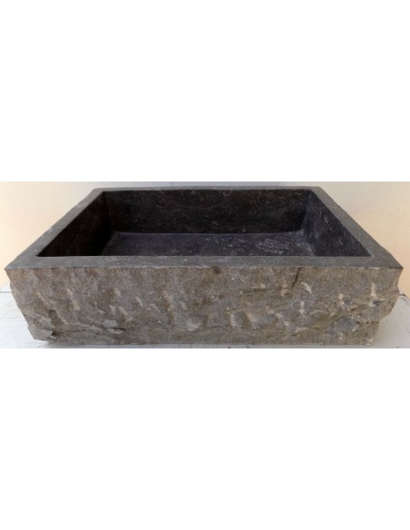 Lavandino in marmo grigio nero regolare cm 60x40x17 lavabo bucciardato