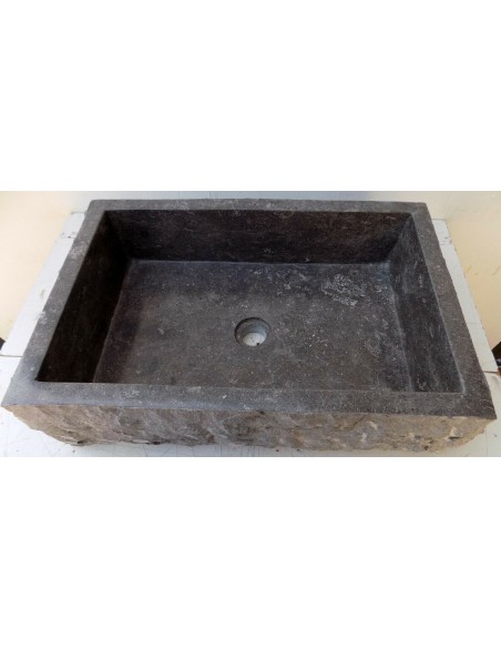 Lavandino in marmo grigio nero regolare cm 60x40x17 lavabo bucciardato