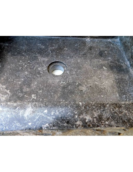 Lavandino in marmo grigio nero regolare cm 60x40x17 lavabo bucciardato