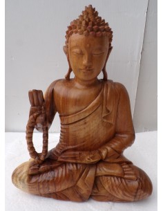 Statua di Buddha in legno massello suar Intarsiato a mano... 2