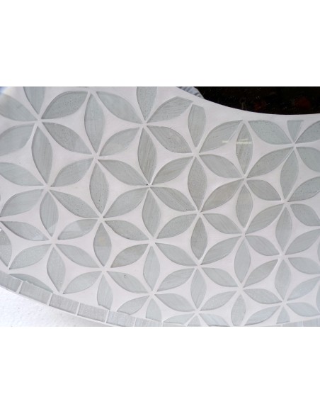 Specchio in legno mosaico di vetro cm 80x80 grigio argento floreale