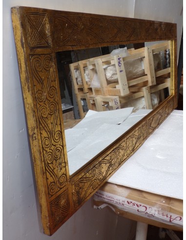 Specchio in legno intarsiato segni tribali cm...