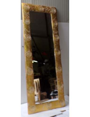 Specchio in legno intarsiato con spirali cm...