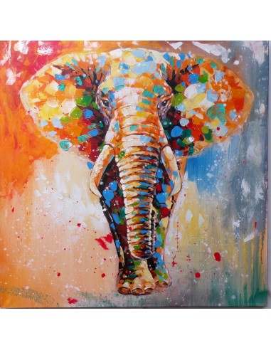 Quadro dipinto pop art elefante cm100x100...