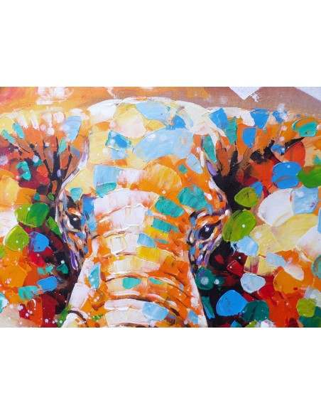 Quadro dipinto pop art elefante cm100x100 africana tribale moderno industrial tela multicolor