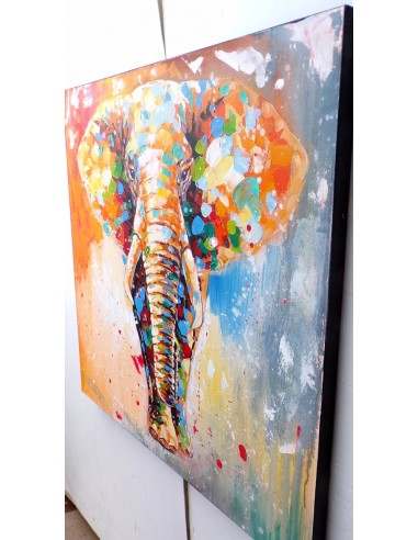 Quadro dipinto pop art elefante cm100x100...