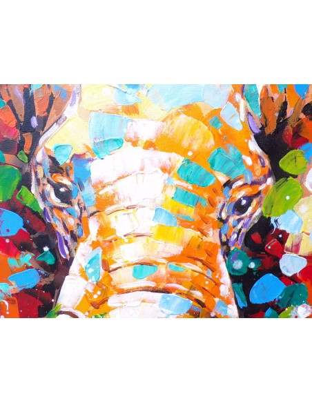 Quadro dipinto pop art elefante cm100x100 africana tribale moderno industrial tela multicolor